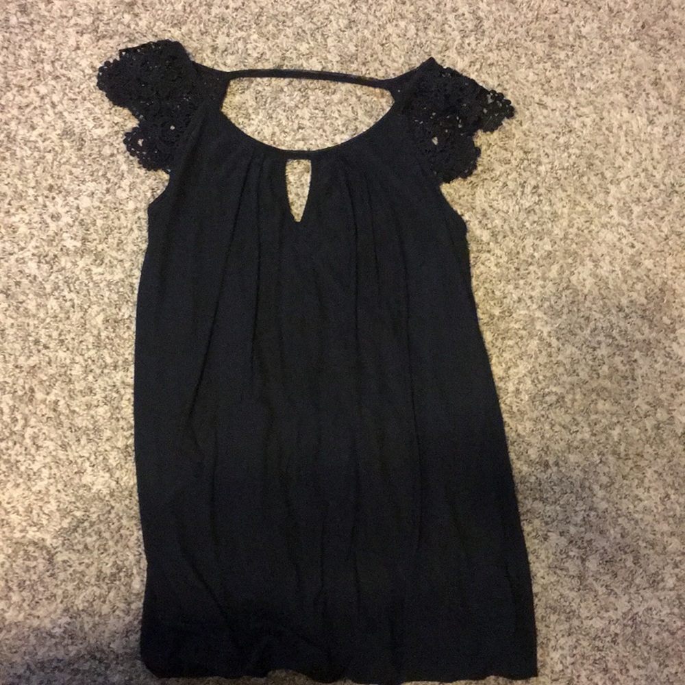 Black short sleeve shirt with lace!